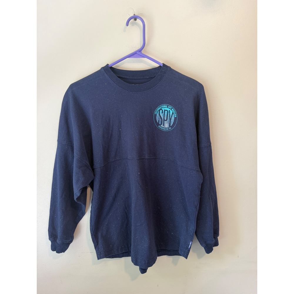 Spirit Jersey International Spy Museum Incognito Navy Blue Glitter Shirt XS